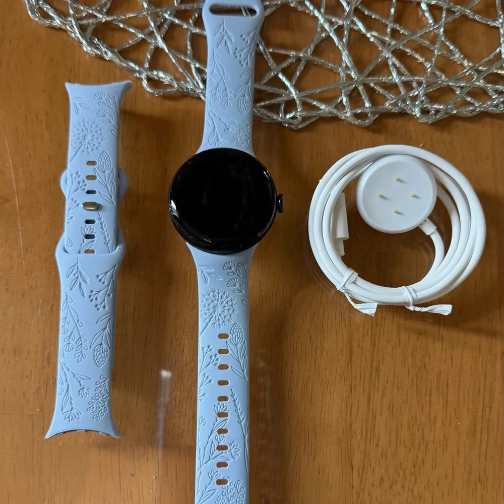 Google Smartwatch with Light Blue Bands